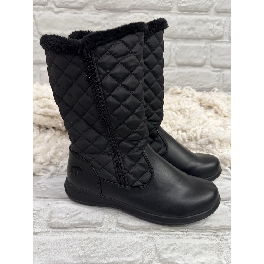 The Totes Jade Quilted Snow Boot Faux Fur Size 7M Black All Weather Winter Boots - Picture 3 of 13